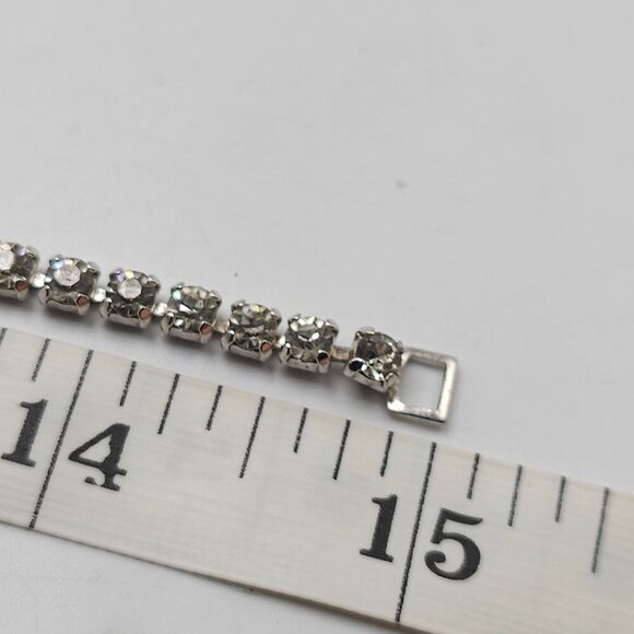 Vintage Rhinestone Necklace With Art Deco Style Pendant Clear Stones - Picture 5 of 6